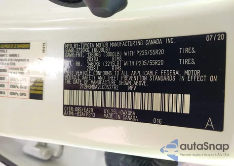 2020 Lexus Rx Rx 450H z USA, uszkodzony, nr VIN 2T2HGMDA2LC053782